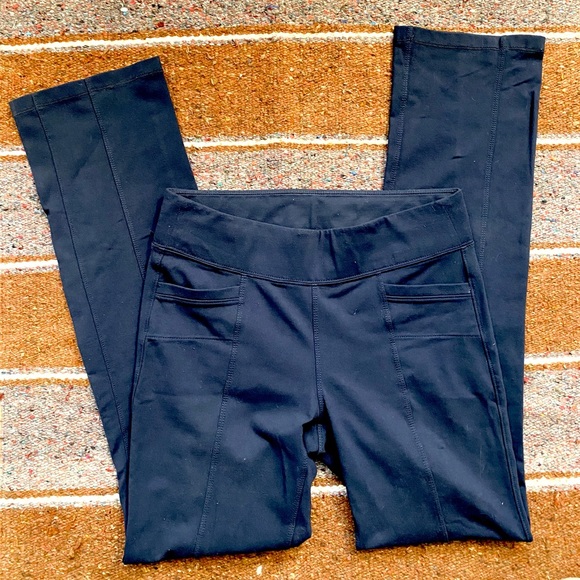 Athleta size small navy stretch pants with pockets EUC - Picture 3 of 13